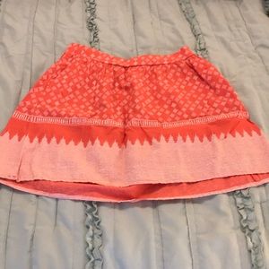 Orange and white patterned skirt